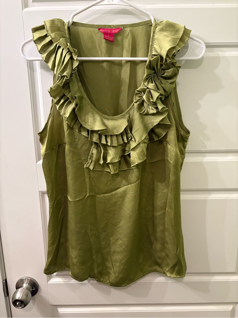 Y2K Sunny Leigh‎ Olive Ruffle-Trim Sleeveless Camisole